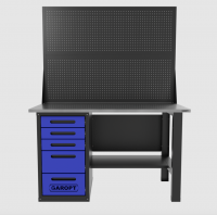Верстак GAROPT однотумбовый 5 ящиков с двумя экранами