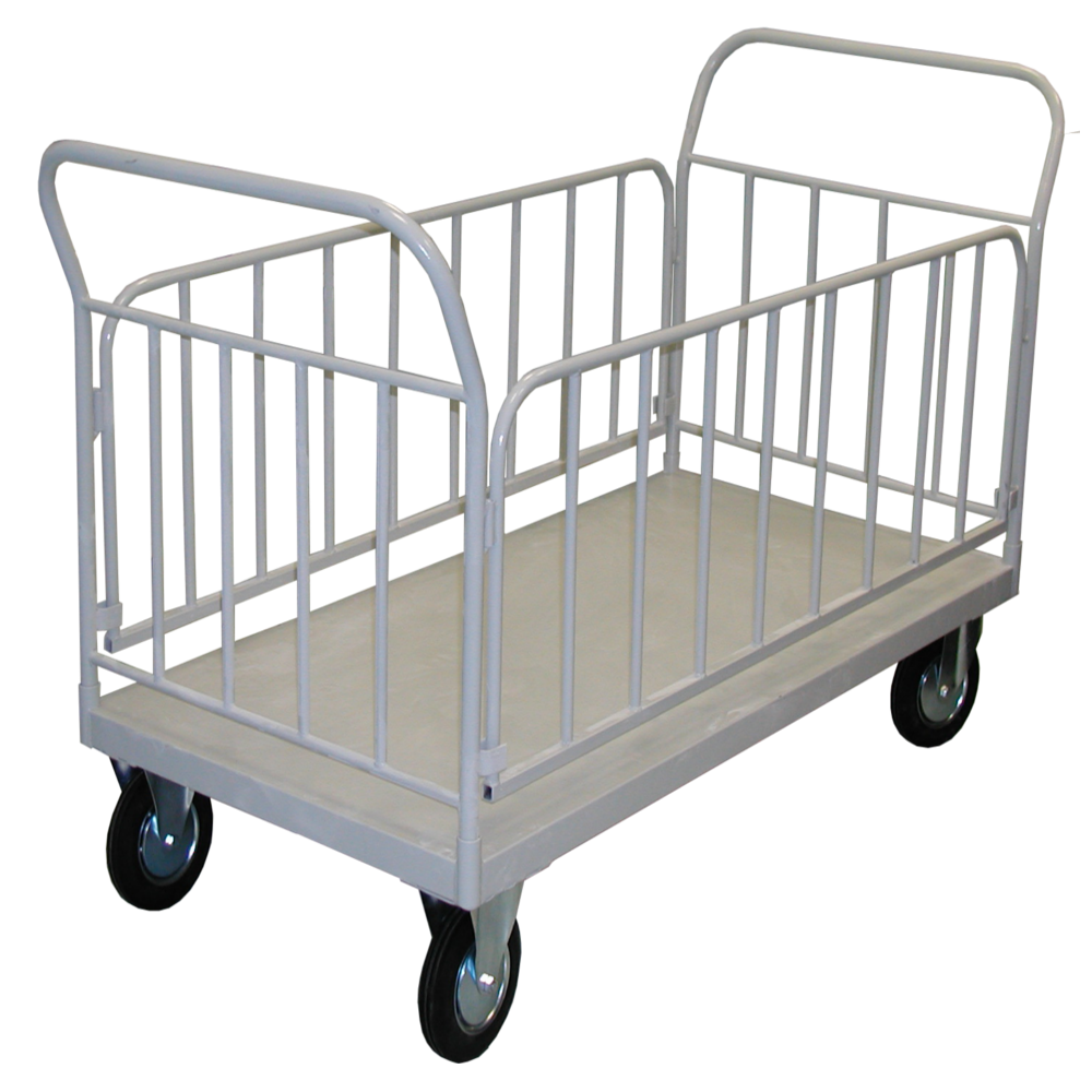 Тележка межкорпусная для перевозки медицинских грузов с двумя ручками и съемными боковыми ограждениями МСК-536.200