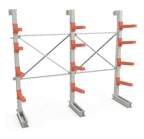 Складской консольный односторонний стеллаж для склада 2500x3000x750 (12 консолей)