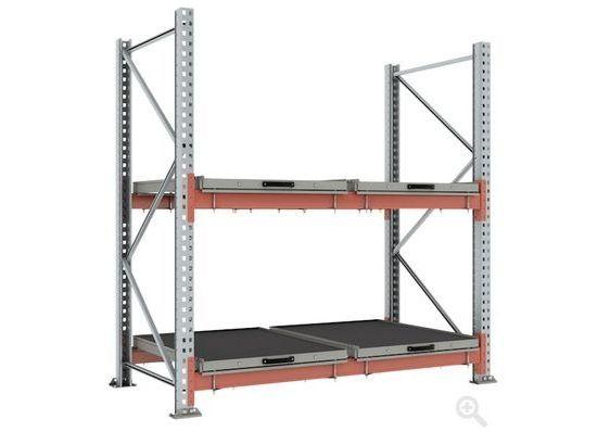 Доп. стеллаж складской с выкатными платформами (2 яруса)