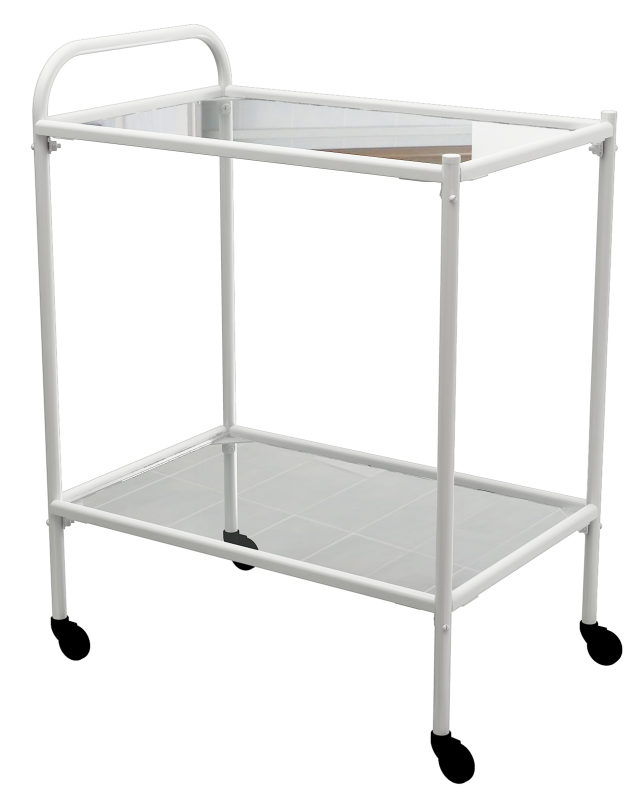 Столик процедурный передвижной металлический с двумя полками МСК-501-01М