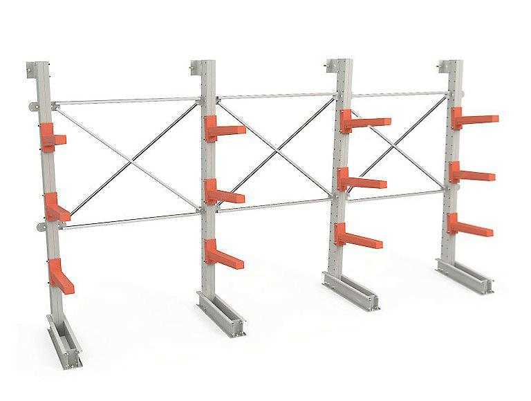 Складской консольный односторонний стеллаж для склада 2500x4500x750 (12 консолей)