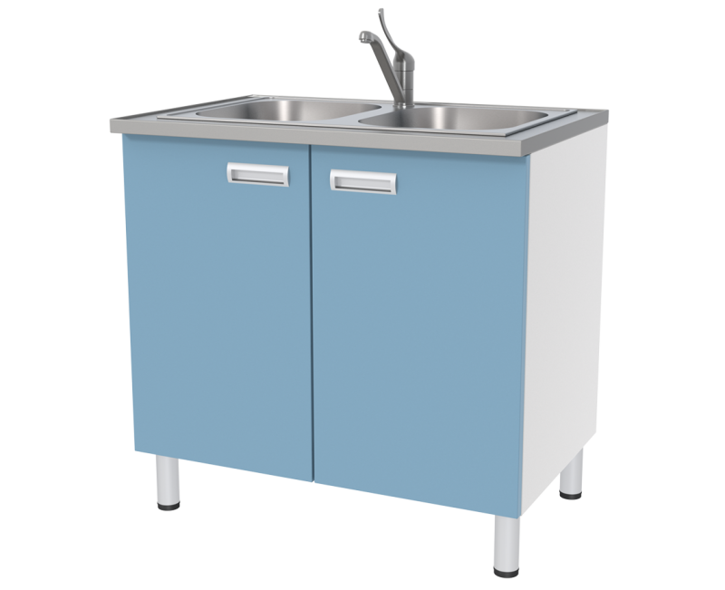 Стол лабораторный с мойкой и дверками СЛ-03-«МСК» (код СЛ-03-216)